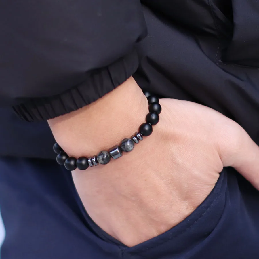 Men Natural Tiger Eyes Volcanic Rock Healing Bracelet