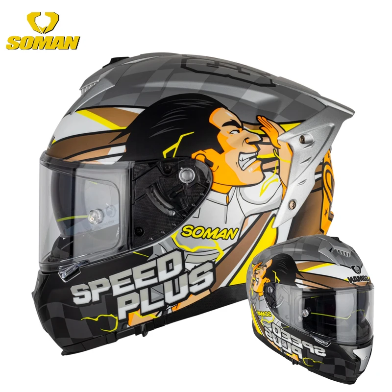 

Soman SM961-S Motorcycle Helmet Double Lens High Quality Full Face Capacetes Cascos Helmets With DOT ECE Certified