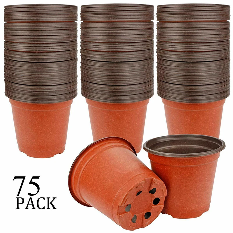  75Pcs Flexible Plant Nursery Pots Seed Starting Pots Plastic Flower Plant Container for Succulents Seedlings Cuttings Transplant 