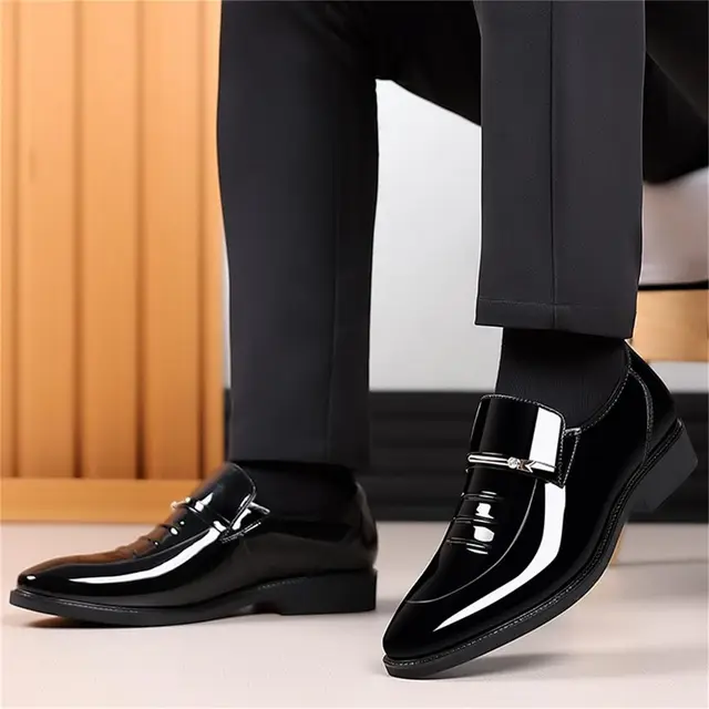 Mens Dress Shoes Formal Business Oxford High Gloss Patent Slip On Loafers Comfortable Casual Driving Boat Shoe For Men - Image 4
