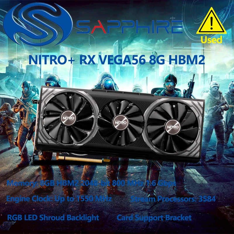 Sapphire Nitro + Radeon Rx Vega 56 8Gb Hbm2 Pci Express 3.0 Supporto Crossfirex Scheda Video Atx 100420Nt + Lesr