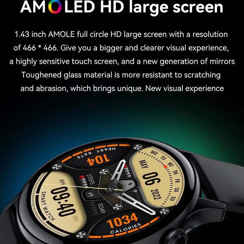 Smart Watch Smart Watch HK85 AMOLED 1.43" BT Call Health Monitoring Always on Display Men Women Tracking Fitness Sports Smartwatch smart watch