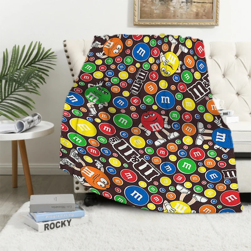 M&M's M and Ms Double Bed Blankets & Throws Fluffy Soft Blankets for Winter Child Blanket Decorative Sofa Blanket Furry Throw 2
