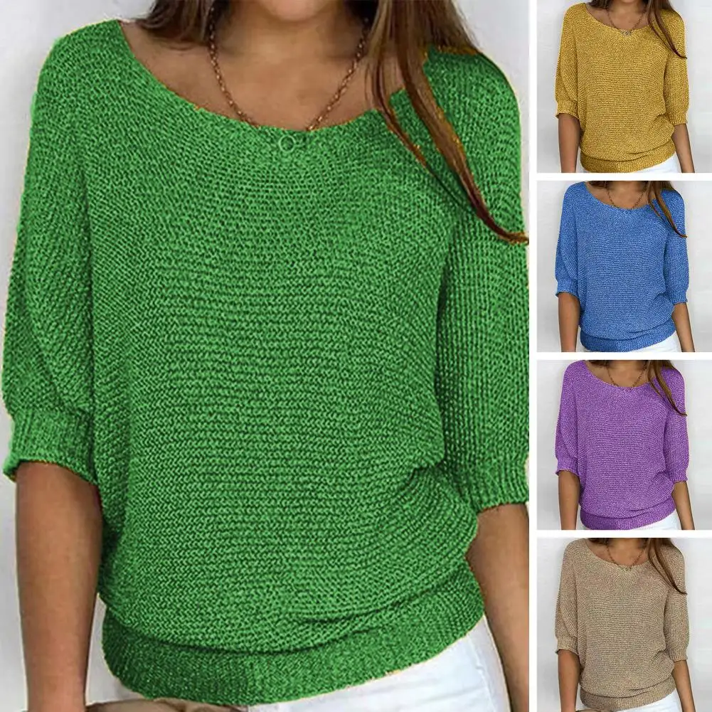 Maglione Donna O-Collo In Morbidissimo Tessuto | Manica Lunga, Vestibilità Slim, Colore Azzurro, Taglia M