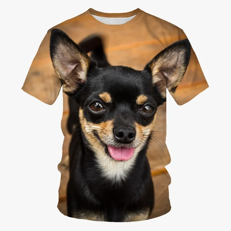 

Summer New Chihuahua T-shirt Streetshirt 3D Printed Men's T Shirt Fashion Short Sleeves O-neck Oversized Male Kids Clothing