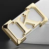 High Quality White Belt Boy Fashion Designer Casual Coskin Leather Metal Buckle Belt K Letter Men Belt
