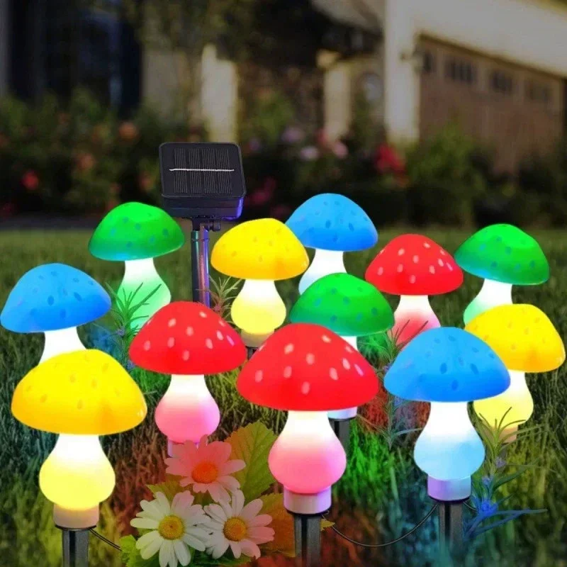 8 رؤوس مصابيح فطر شمسية LED خارجية، إضاءة فطر خراف...