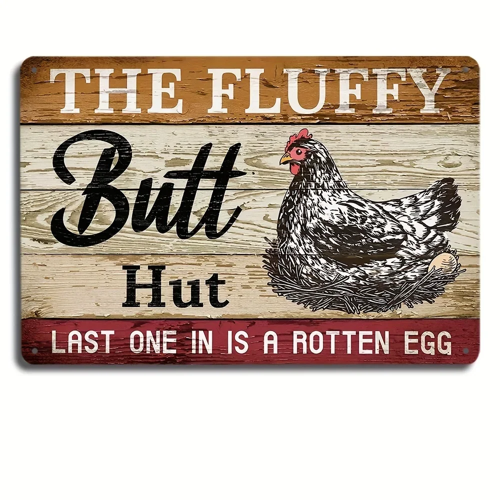 

Chicken Coop Signs, Funny Kitchen Signs,Chicken Coop Decor, Vintage Metal Tin Signs Suitable Kitchen Decor The Fluffy Butt Hut
