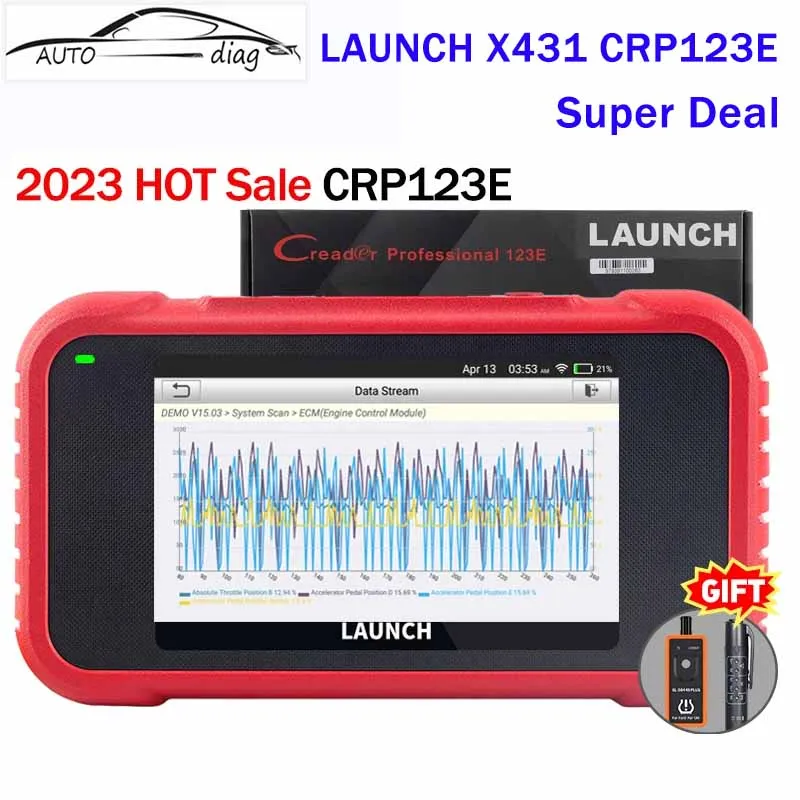 

LAUNCH X431 CRP123E Car OBD2 Diagnostic Tools Automotive OBD Scanner ABS SRS Airbag Engine AT SAS OIL Brake Reset Free Update