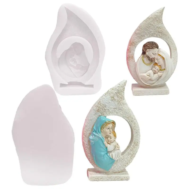 

Catholic Holy Family Three Silicone Mold Fondant Cake Mold Resin Gypsum Chocolate Candle Mould Wax Soapy Clay Craft DIY Home dec