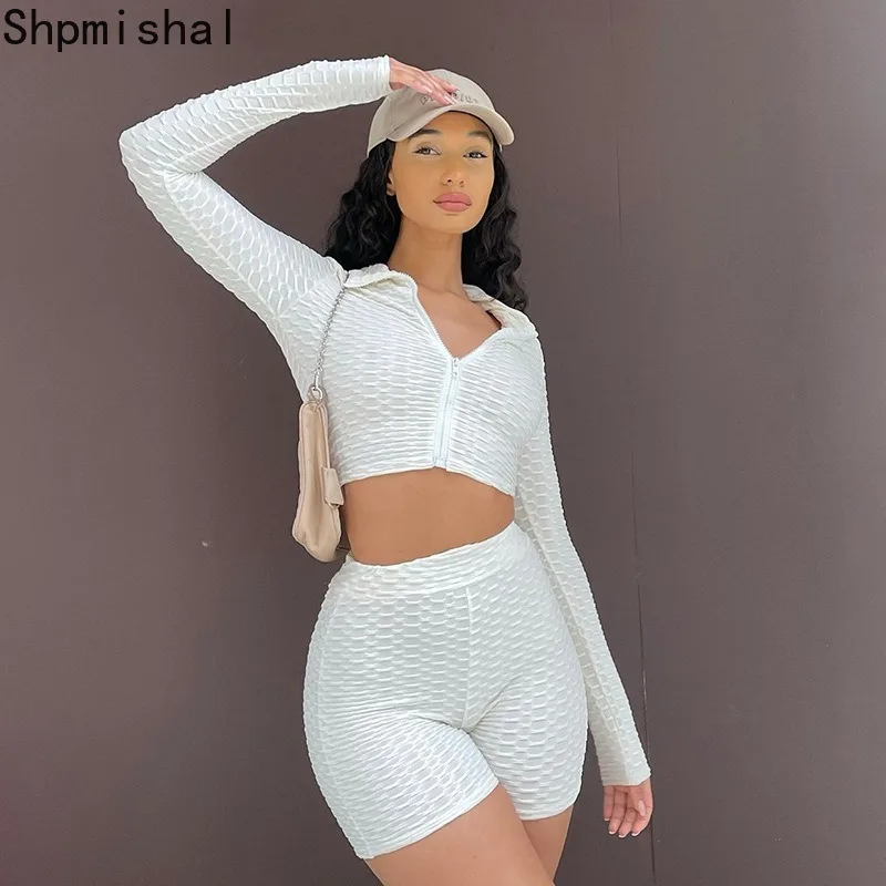 

Shpmishal 2023 Summer Women's New Solid Color Umbilical V-Neck T-shirt High Waist Shorts Casual Sports Fitness Two Piece Set