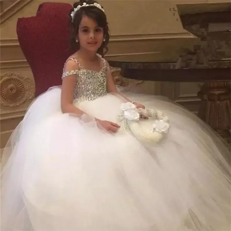 

Flower Girl Dress Sleeveless Sweetheart Floor-Length Princess Pageant Dress for Wedding Bridesmaid First Communion