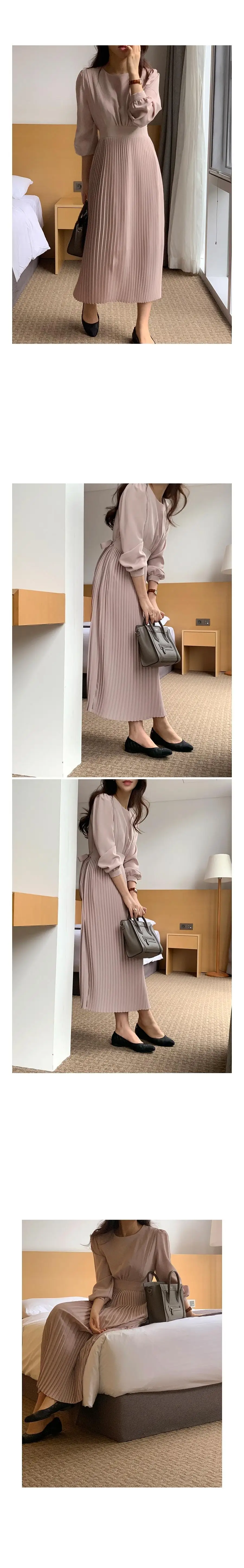 Spring Summer Women Solid Korean Pleated Dress 2022 New Long Sleeve Slim Elegant Midi Party Dress off shoulder dress