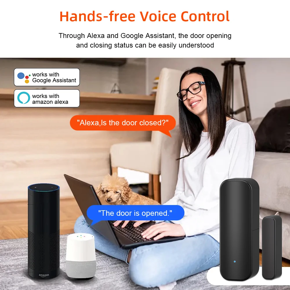 Door Window Sensor WiFi Door Open Closed Detectors Tuya Window Sensor with App Notification Alert Contact Sensor for Home Security