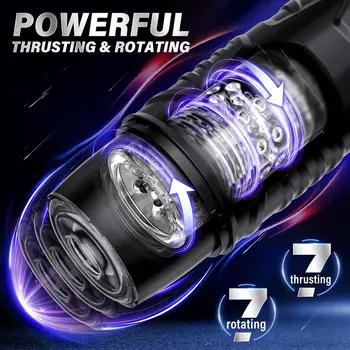 Automatic Male Masturbator Sex Toys for Men 7 Thrusting & 7 Rotating Modes Hands Free Pocket Pussy Sex Machine Electric Penis Pu