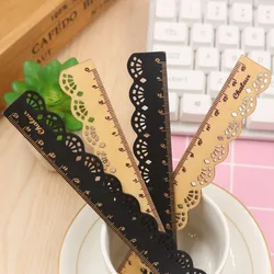 2pcs/lot 15cm Hollow Lace Design Wooden Straight Ruler Tool Measuring Ruler Office Accessories Student's Gift Writing Materials