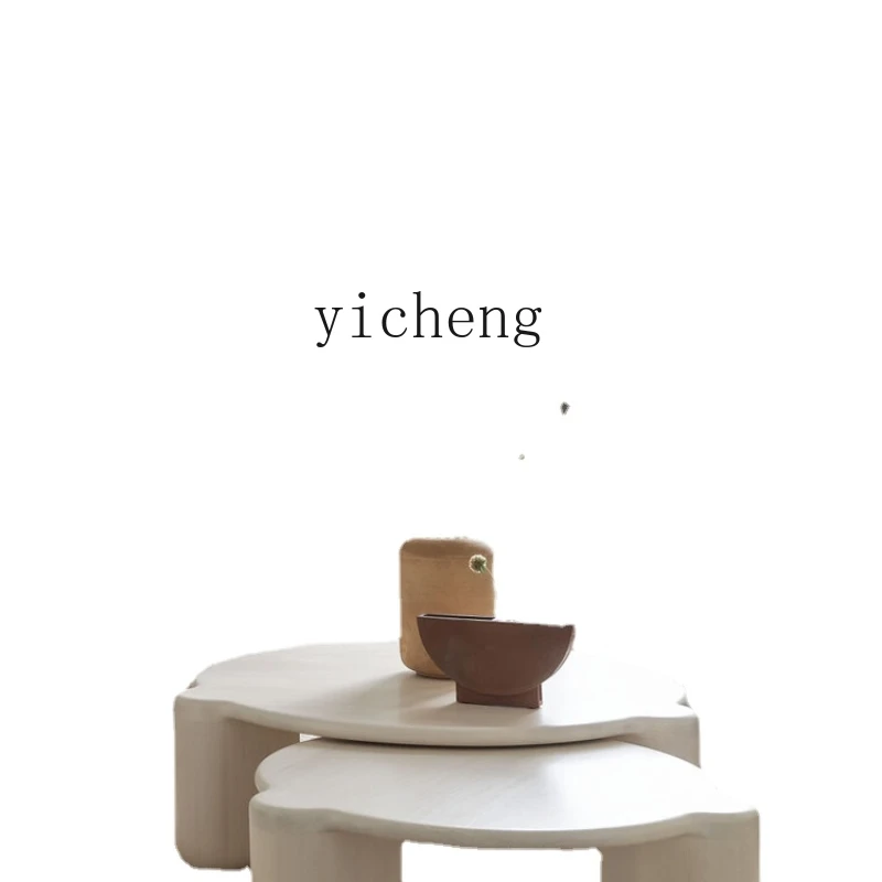 Xl Tavolino Francese Pebble Bulgari Marble Cream Soggiorno In Legno Massello