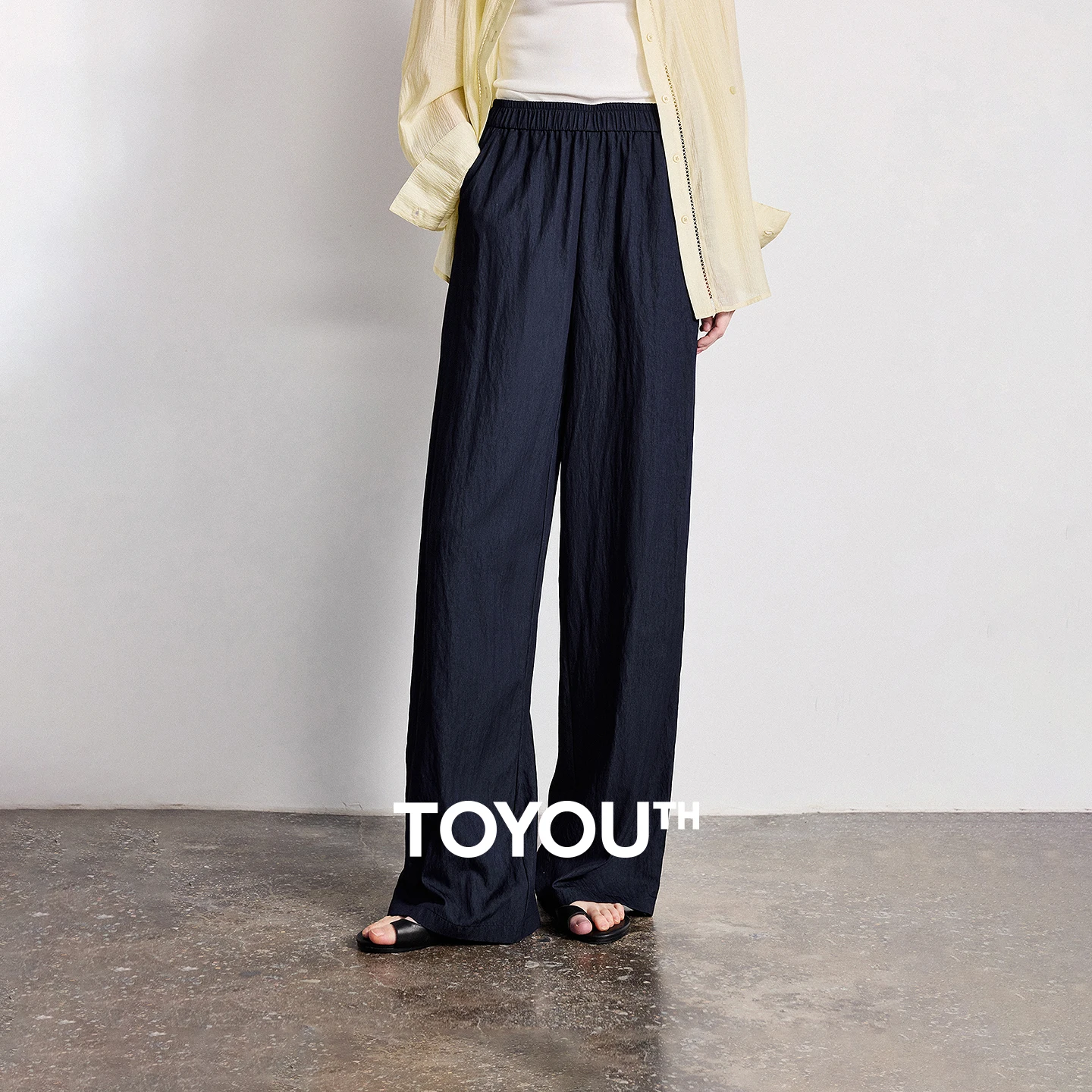 TOYOUTH Women Wide-Leg Casual Pants 2026 Spring New Effortless Versatile Relaxed Yamamoto-Style Lounge Trousers 1