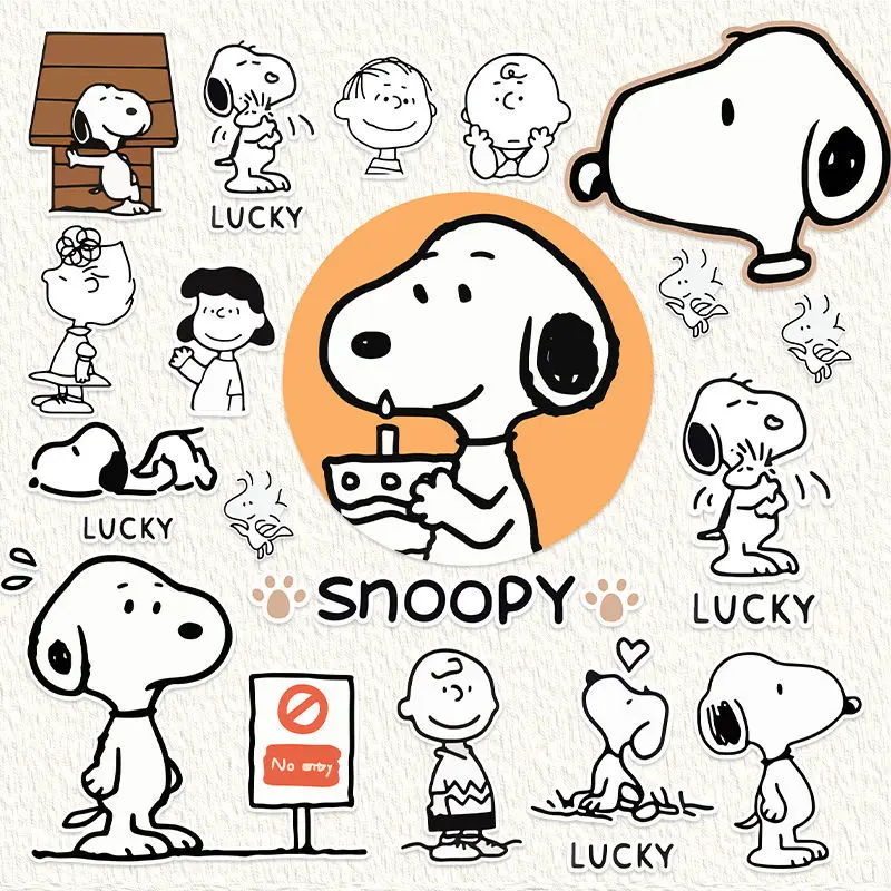 Snoopy Charlie Brown Kawaii Cartoon Laptop Sticker Water Cup Guitar Trolley  Suitcase Suitcase Decorative Stickers Waterproof