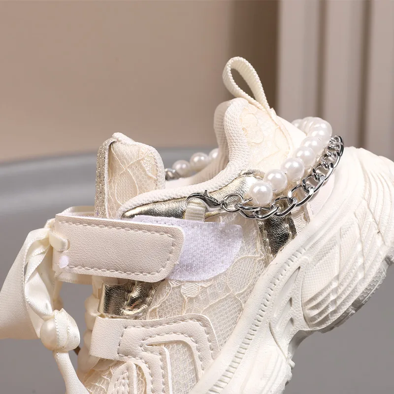 Children's Shoes 2024 New Toddler Girls Sport Shoes Pearl Soft Sole Breathable Outdoor Tennis Fashion Kids Sneakers EU21-30 6