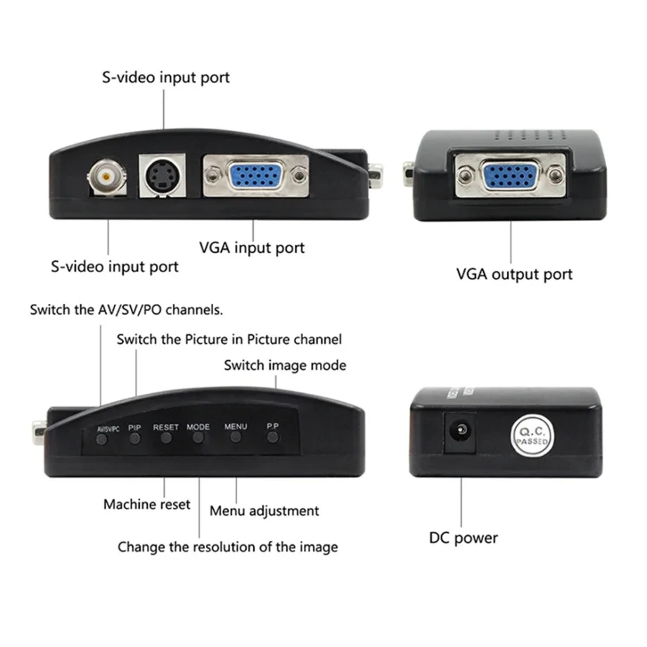 BNC S-Video VGA to VGA Video Converter 1080P BNC to VGA Output Adapter Digital S