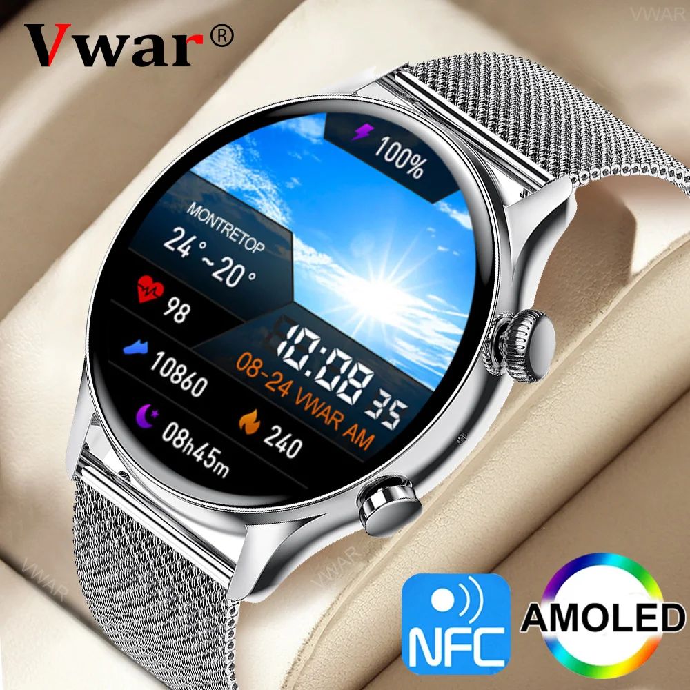 2022 Vwar NFC Smart Watch Men AMOLED Screen Always-on Display Bluetooth Call Women Smartwatch Waterproof Sports Fitness Tracker |