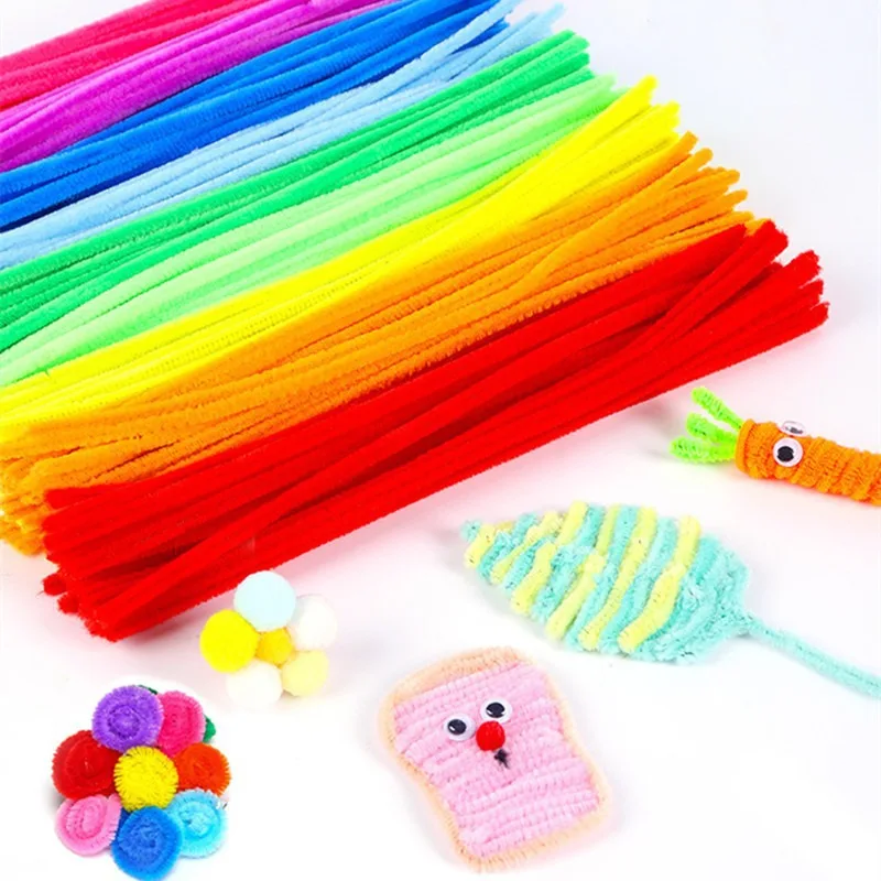 100PCS Vibrant DIY Twisted Wool Craft Sticks for Creative Art Projects
