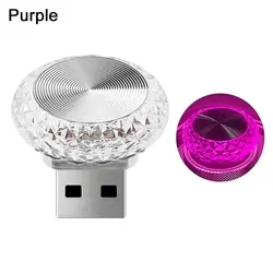 Vibrant USB LED Ambient Car Atmosphere Light - Portable Plug & Play Interior Decor Lamp (Purple)