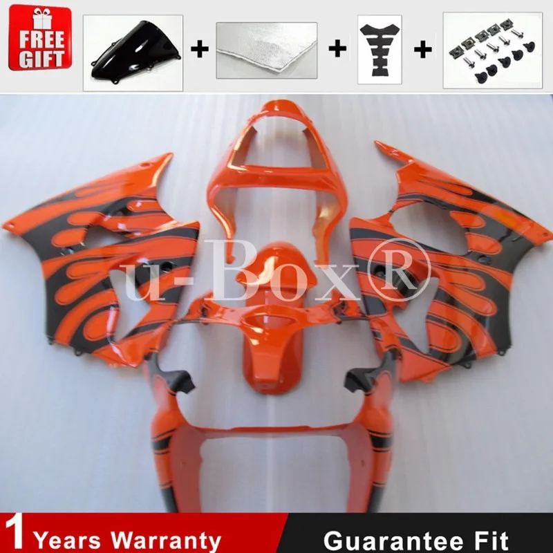 

4Gifts New ABS Motorcycle Fairings Kit Fit For Kawasaki ZX-6R 636 2000 2001 2002 00 01 02 Bodywork Set Custom Orange Black