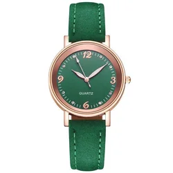 Women's Luxury Leather Band Quartz Bracelet Watch (Green)