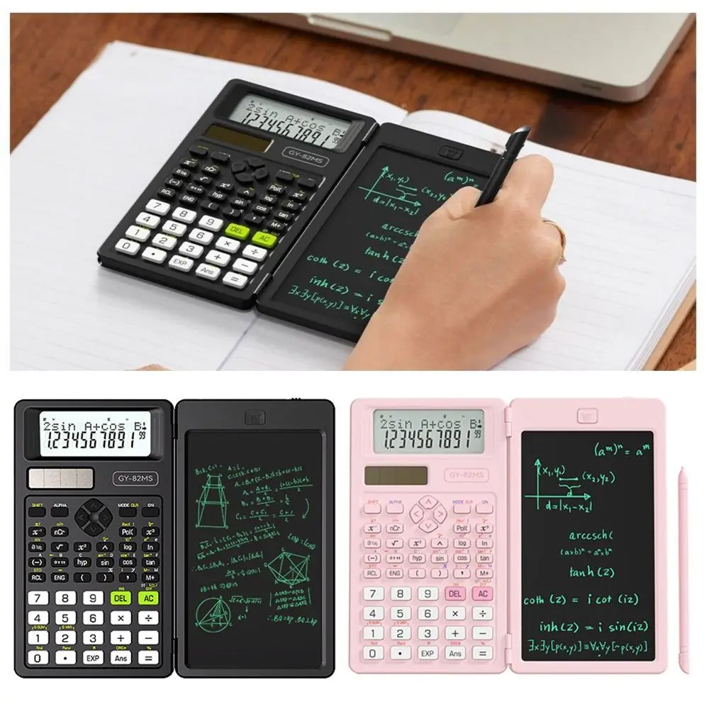 6.5인치 필기 태블릿 82MS 과학 계산기 2-in-1 접이식 2줄 디스플레이 필기 태블릿 수학 계산기