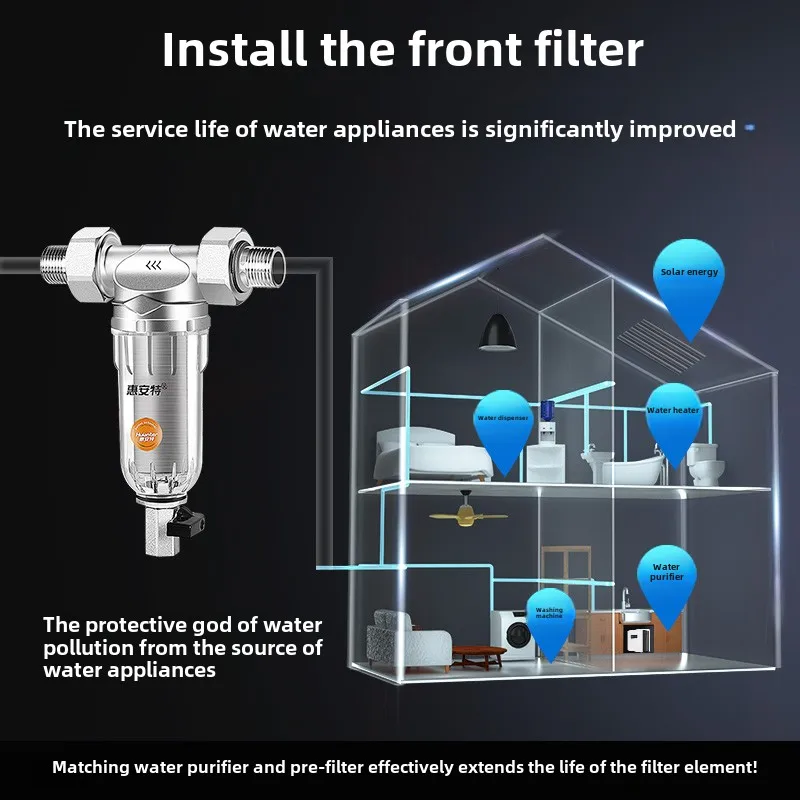 Front water purifier Central whole house large flow descaling tap water filter Household purifier