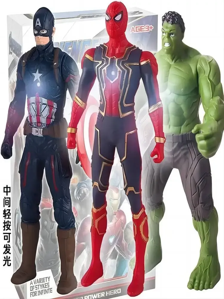 17Cm Cartoon Model Ornament Marvel Anime Figures Spiderman Hulk Action Figure Iron Man Kids Toy Christmas Gift Glow Doll