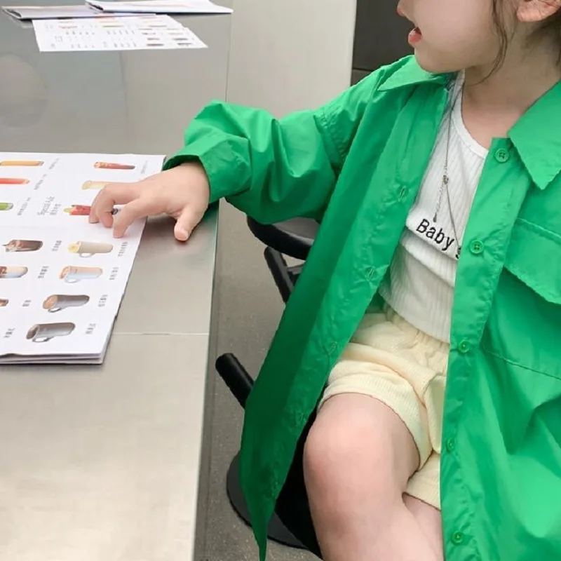 Fashion Baby Girl Boy Shirt Long Loose Infant Toddler Child Blouses Outfit Oversized Spring Autumn Summer Baby Clothes 1-12Y kids shirts