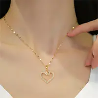 Trendy Heart Stainless Steel Zirconia Necklaces For Women Girls Love Gold Color Metal Necklace Party Birthday Daily Jewelry - Image 5