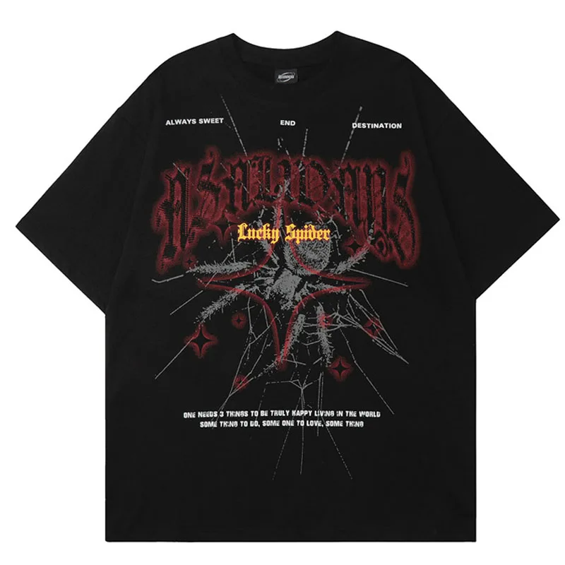 

Футболка мужская в стиле ретро, уличная одежда в стиле хип-хоп, креативная тенниска с принтом гигантского паука, хлопковая майка с коротким рукавом, топы В гоночном стиле, 2024