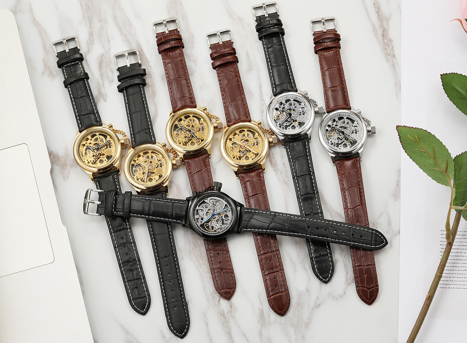 FORSINING Chain Crown Designer Luxury Man Business Watch Gold Steel Skeleton Mechanical Automatic Movement Clock Waterproof Male_voghion.com