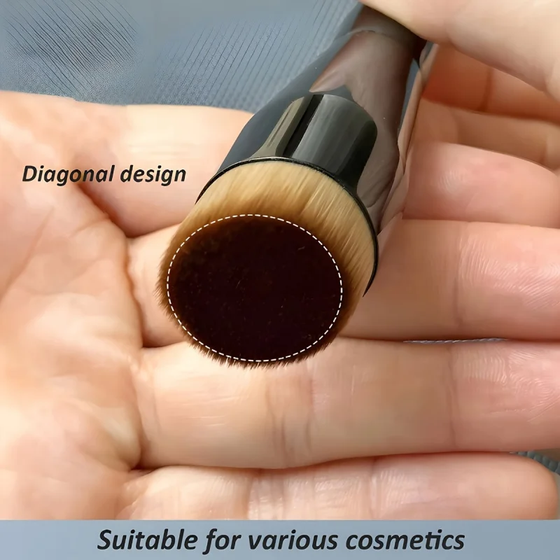1 pennello per fondotinta basic, pennello piatto, pennello per contorno, pennello per fard in polvere, pennello per trucco professionale - immagine 3