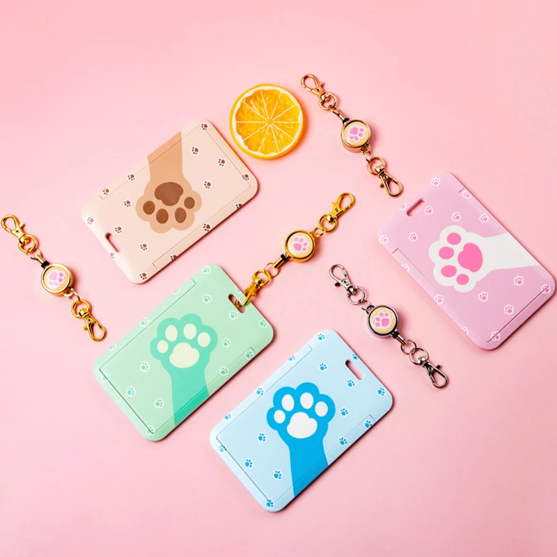 

Cat Paw Lanyard Card Holder ID Card Cover Kawaii Badge Reel Nurse Name Tag Badge Holder Korean Stationery Office Supplies