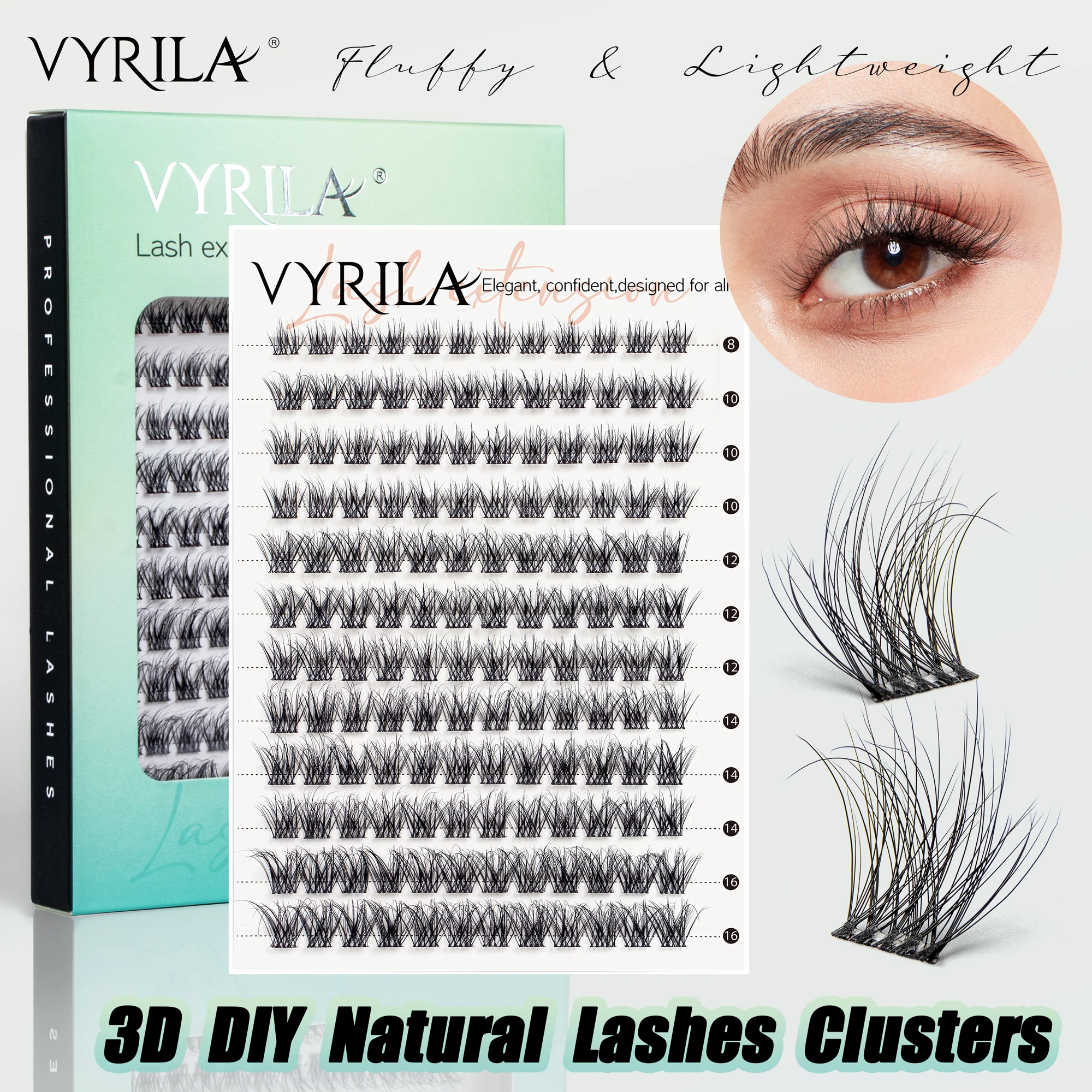 Einzelne Wimpern-Cluster, C-Curl-Mix, Wimpern-Cluster, 3D-Wimpernverlängerung, 0,1 mm, superdünnes Band, wiederverwendbare natürliche Wimpern