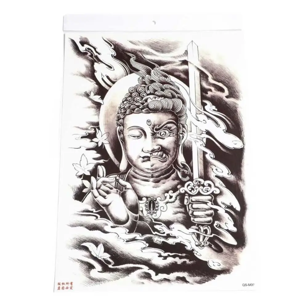 Water Transfer Printing Full Back Tattoo Sticker Angel Wings Cross Guan Gong Full Back Tattoo Patch Sweatproof Zhao Yun