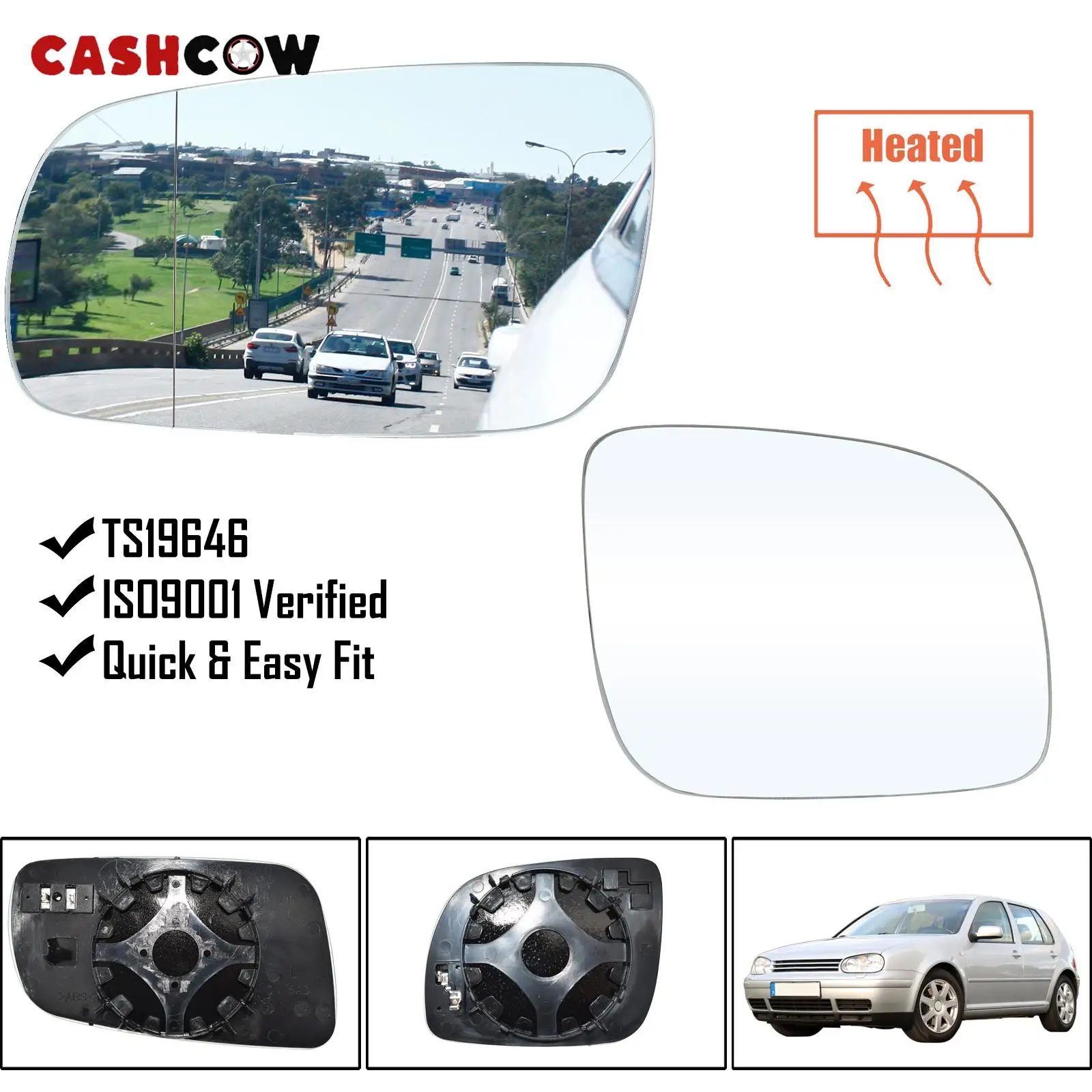 VW GOLF MK4 1996-2004 BORA JETTA용 좌우 사이드 윙 미러, 백미러, 외부 백미러, 볼록 화이트 글라스