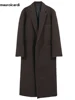 Mauroicardi Autumn Winter Long Casual Brown Black Soft Thick Warm Woolen Coat Men Sashes Luxury Designer Plus Size Overcoat 5XL 3