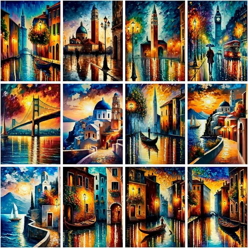 

Картина по номерам, Венеция, лодка, пейзаж, ручная роспись, картина по номеру, рисунок на холсте