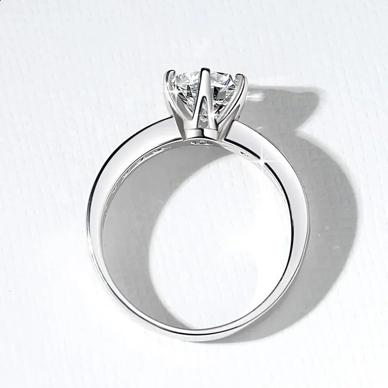1 Carat Mozanstone Classic S925 Sterling Silver Ring Six Prong Woman Ring Engagement Jewelry 4