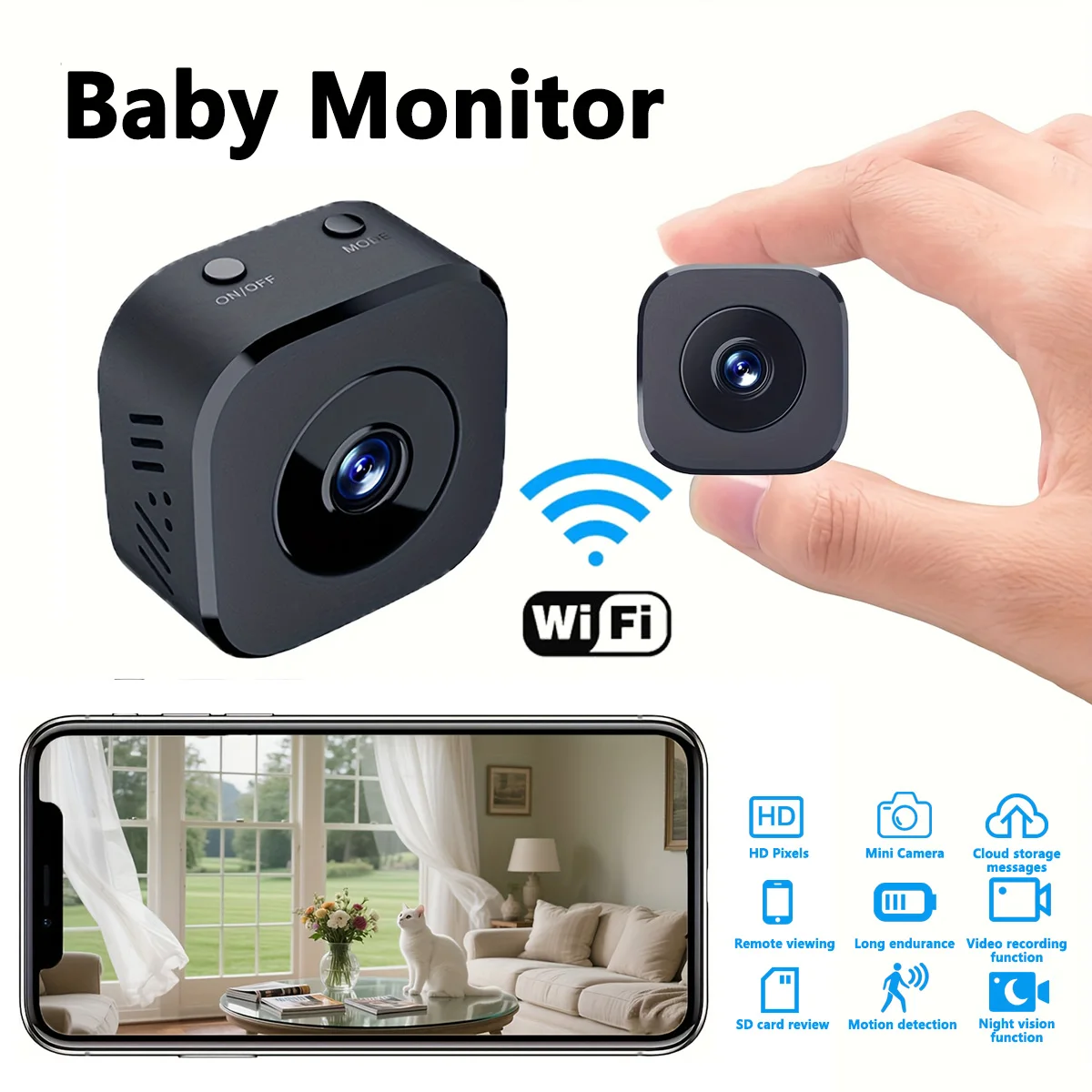 1080P HD Mini WiFi Camera Indoor Safety Security Surveillance Baby Monitor Night Vision Camcorder IP Cam Audio Video Recorder_voghion.com