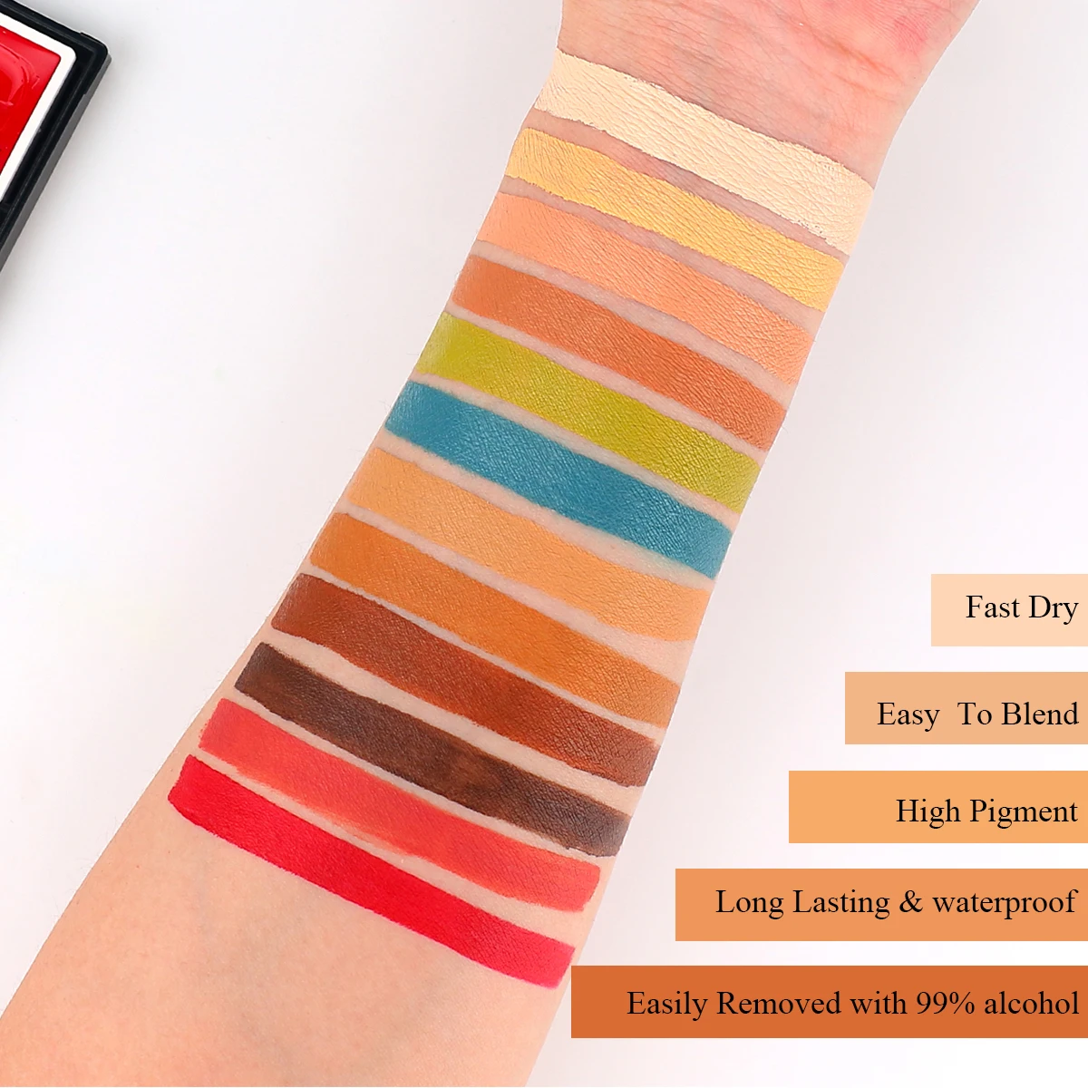 Bowiztki Alcohol Activated Face Paint SFX Makeup 12 Color for Special Effects Wound Bruise Waterproof Professional Artist 4