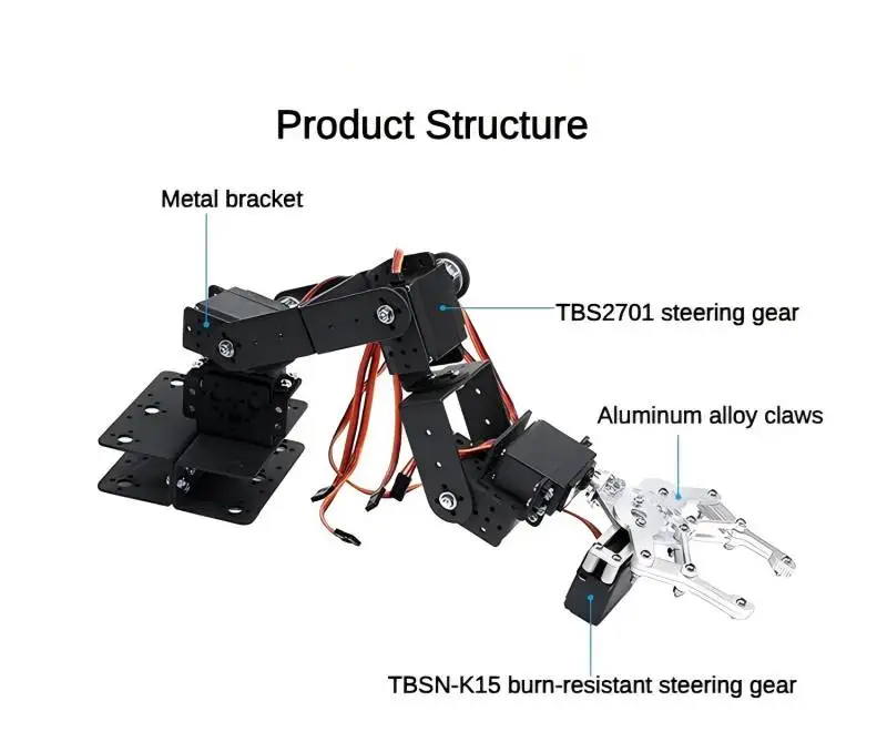 MG996 6 DOF 로봇 금속 합금 기계식 암 서보 클로 키트 (아두이노 ESP32 로봇 키트 교육용 PS2 프로그래밍 가능 장난감)