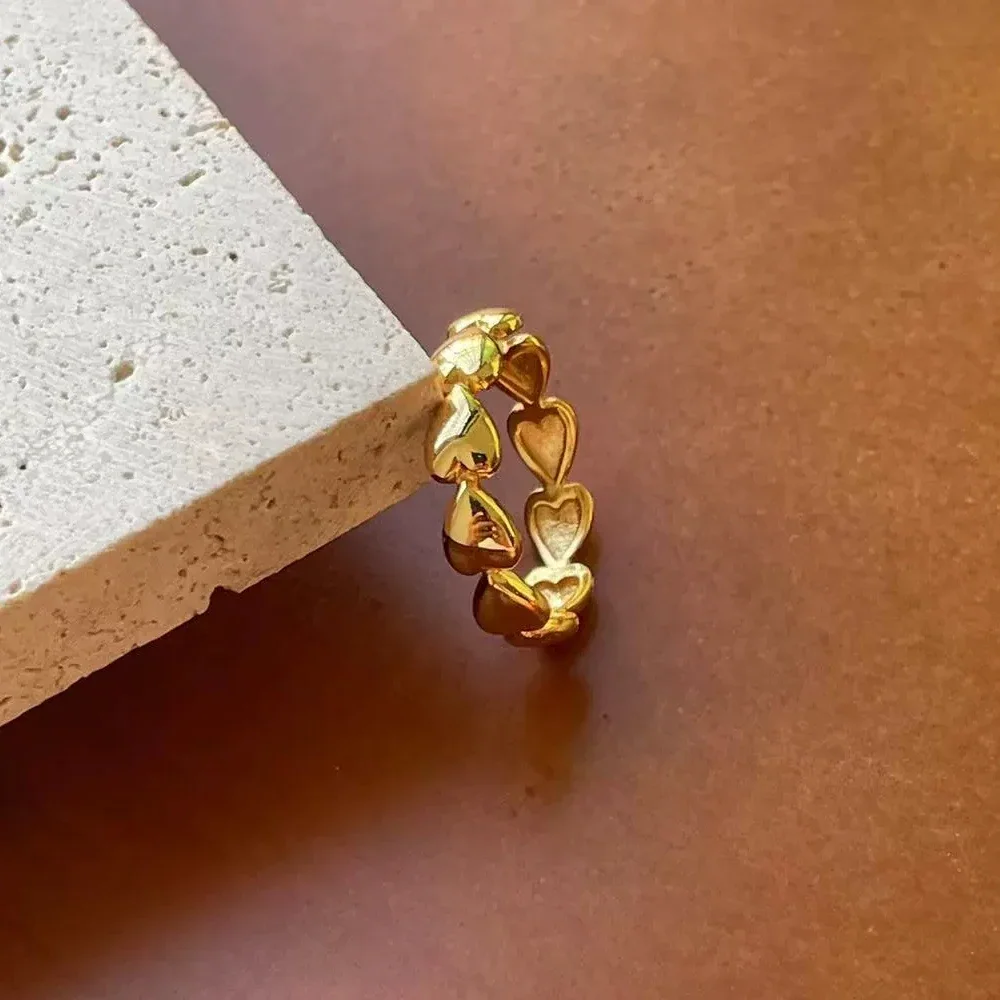 Punk Jewelry Splicing Hearts Together Circle Knuckle Ring Waterproof Statement Stainless Steel Heart Rings Fashion Jewelry 2025