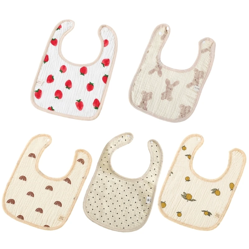

Stylish Bibs for Babies Adjustable Snaps Newborn Bibs Rabbit Lemon Print Bibs